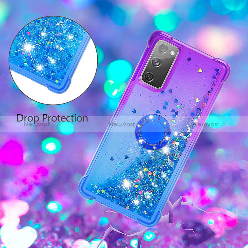 Silicone Candy Rubber TPU Bling-Bling Soft Case Cover with Finger Ring Stand S02 for Samsung Galaxy S20 FE (2022) 5G