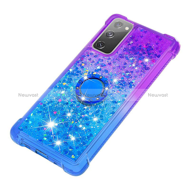 Silicone Candy Rubber TPU Bling-Bling Soft Case Cover with Finger Ring Stand S02 for Samsung Galaxy S20 FE 5G