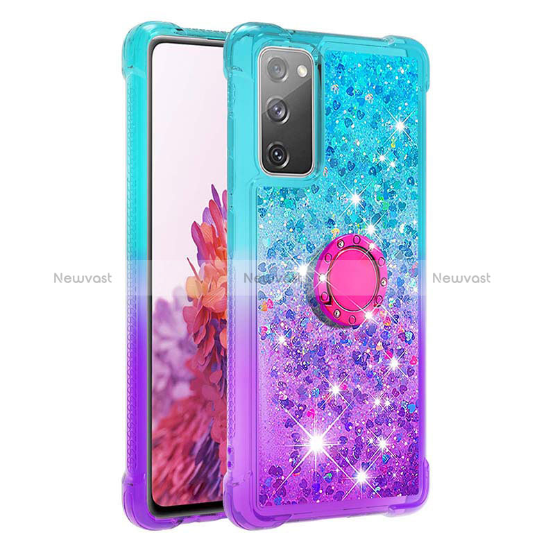 Silicone Candy Rubber TPU Bling-Bling Soft Case Cover with Finger Ring Stand S02 for Samsung Galaxy S20 Lite 5G