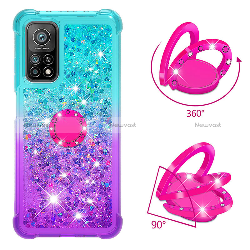 Silicone Candy Rubber TPU Bling-Bling Soft Case Cover with Finger Ring Stand S02 for Xiaomi Mi 10T Pro 5G