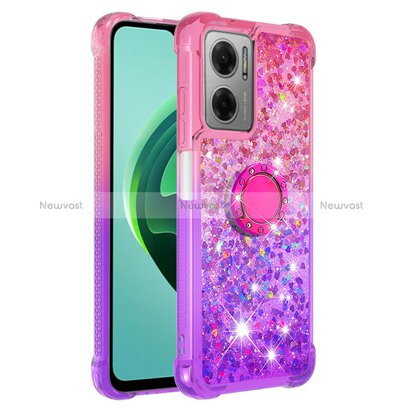 Silicone Candy Rubber TPU Bling-Bling Soft Case Cover with Finger Ring Stand S02 for Xiaomi Redmi 10 Prime Plus 5G