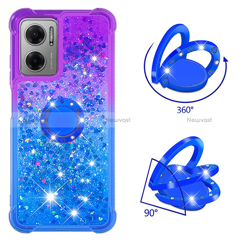 Silicone Candy Rubber TPU Bling-Bling Soft Case Cover with Finger Ring Stand S02 for Xiaomi Redmi 10 Prime Plus 5G