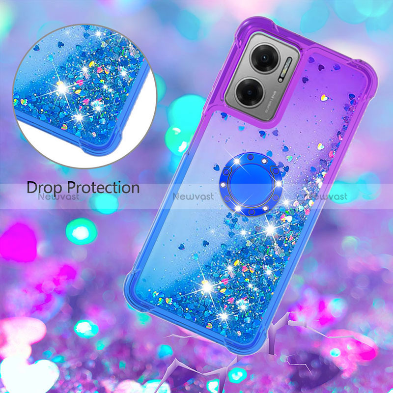 Silicone Candy Rubber TPU Bling-Bling Soft Case Cover with Finger Ring Stand S02 for Xiaomi Redmi 10 Prime Plus 5G