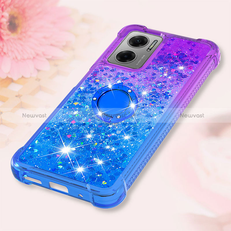 Silicone Candy Rubber TPU Bling-Bling Soft Case Cover with Finger Ring Stand S02 for Xiaomi Redmi 10 Prime Plus 5G