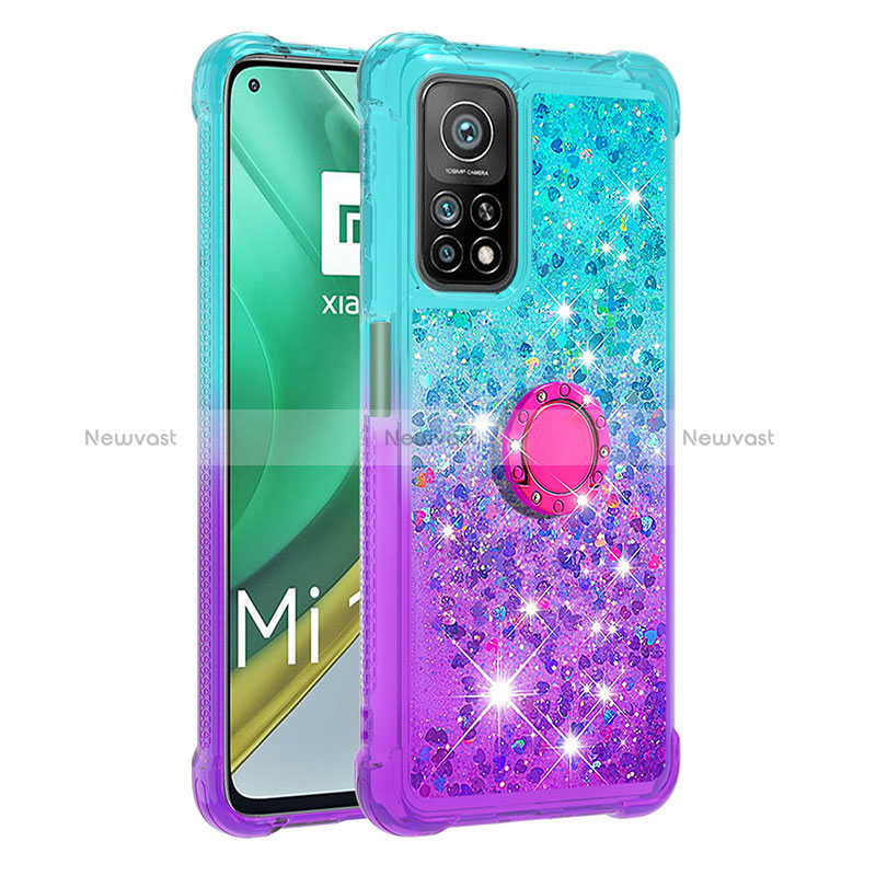 Silicone Candy Rubber TPU Bling-Bling Soft Case Cover with Finger Ring Stand S02 for Xiaomi Redmi K30S 5G