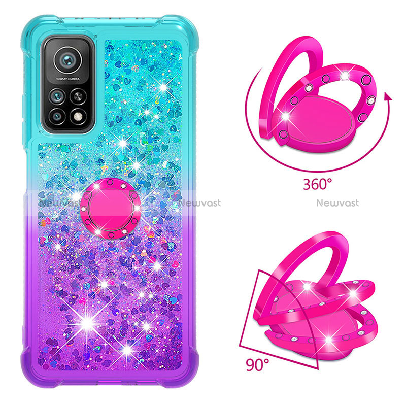 Silicone Candy Rubber TPU Bling-Bling Soft Case Cover with Finger Ring Stand S02 for Xiaomi Redmi K30S 5G