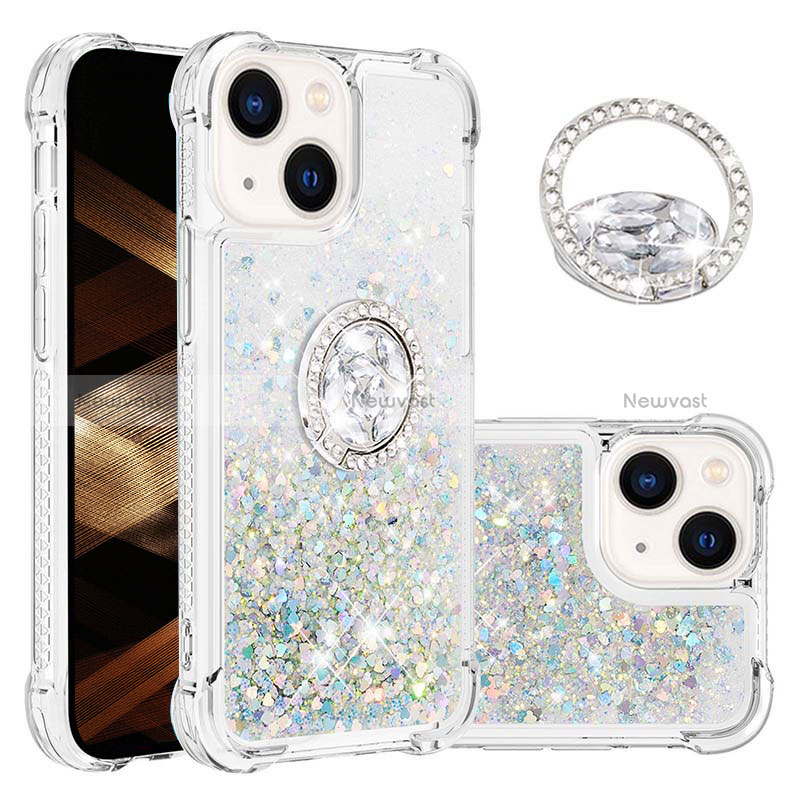 Silicone Candy Rubber TPU Bling-Bling Soft Case Cover with Finger Ring Stand S03 for Apple iPhone 14