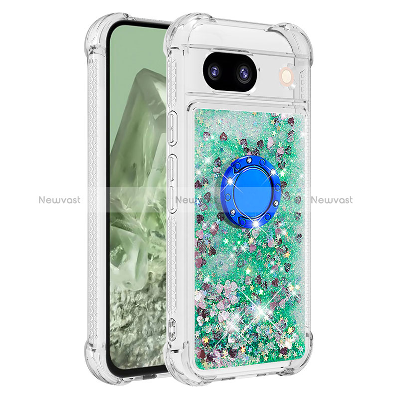 Silicone Candy Rubber TPU Bling-Bling Soft Case Cover with Finger Ring Stand YB1 for Google Pixel 8a 5G