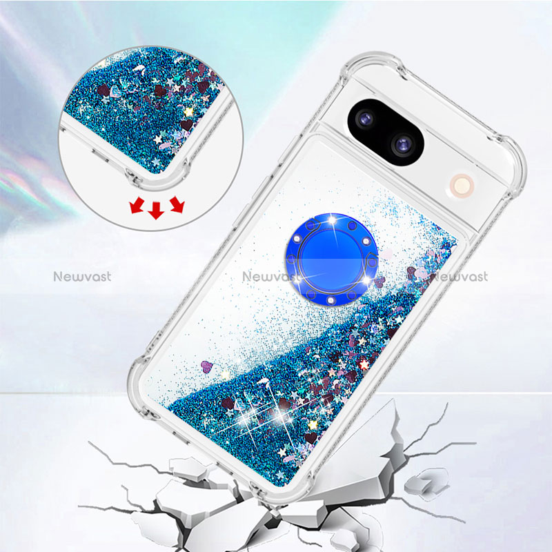 Silicone Candy Rubber TPU Bling-Bling Soft Case Cover with Finger Ring Stand YB1 for Google Pixel 8a 5G