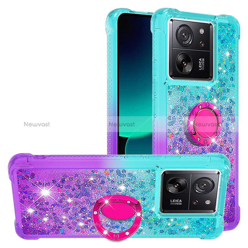 Silicone Candy Rubber TPU Bling-Bling Soft Case Cover with Finger Ring Stand YB2 for Xiaomi Mi 13T Pro 5G