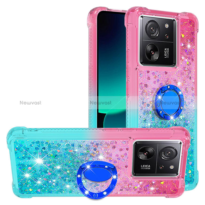 Silicone Candy Rubber TPU Bling-Bling Soft Case Cover with Finger Ring Stand YB2 for Xiaomi Mi 13T Pro 5G