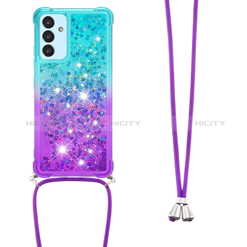 Silicone Candy Rubber TPU Bling-Bling Soft Case Cover with Lanyard Strap S01 for Samsung Galaxy A05s
