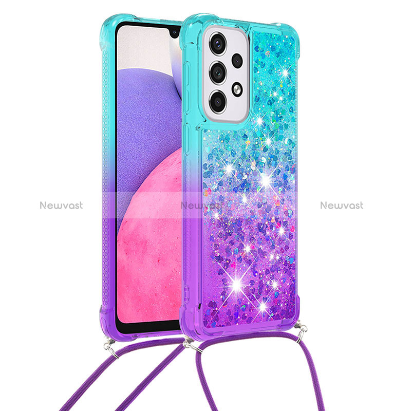 Silicone Candy Rubber TPU Bling-Bling Soft Case Cover with Lanyard Strap S01 for Samsung Galaxy A33 5G