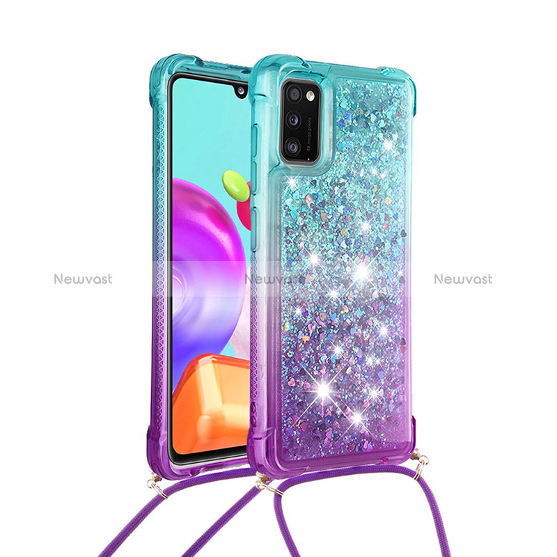 Silicone Candy Rubber TPU Bling-Bling Soft Case Cover with Lanyard Strap S01 for Samsung Galaxy A41