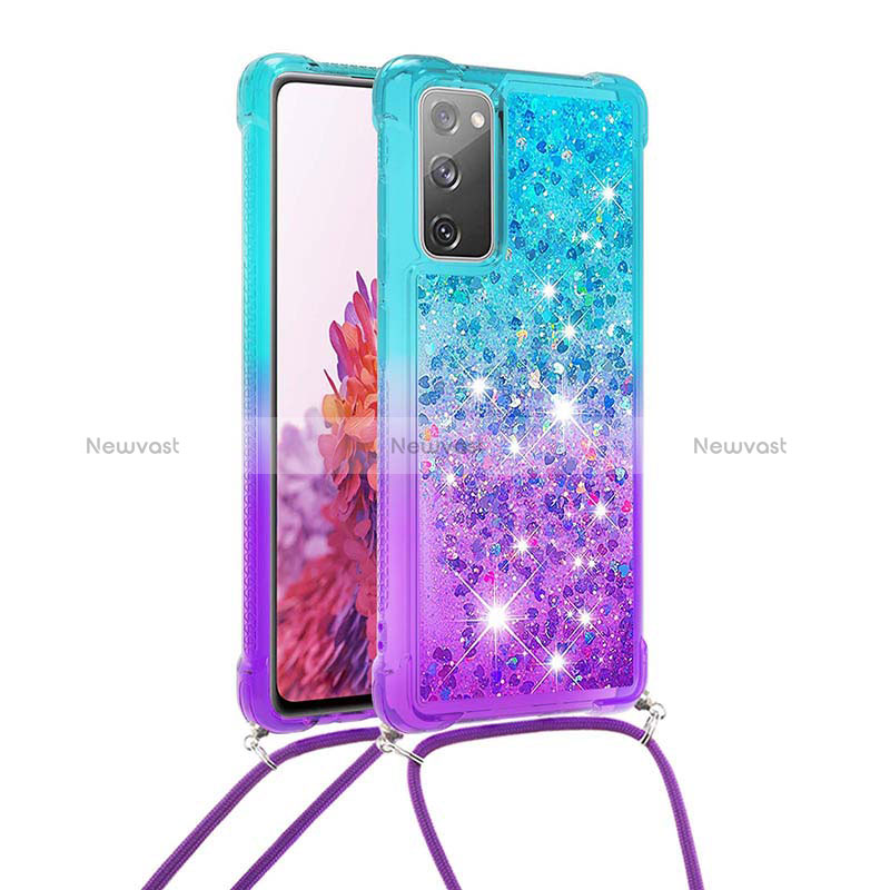 Silicone Candy Rubber TPU Bling-Bling Soft Case Cover with Lanyard Strap S01 for Samsung Galaxy S20 FE (2022) 5G