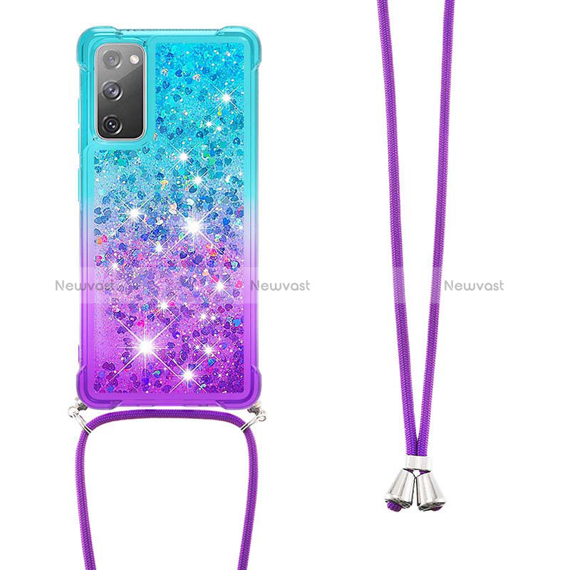 Silicone Candy Rubber TPU Bling-Bling Soft Case Cover with Lanyard Strap S01 for Samsung Galaxy S20 Lite 5G