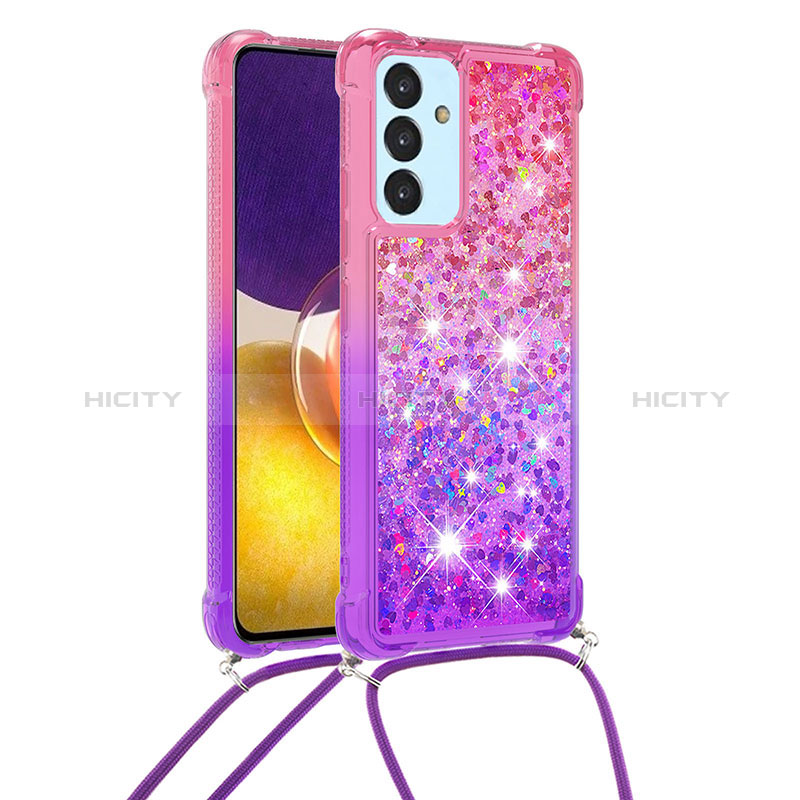 Silicone Candy Rubber TPU Bling-Bling Soft Case Cover with Lanyard Strap S01 for Samsung Galaxy S23 FE 5G
