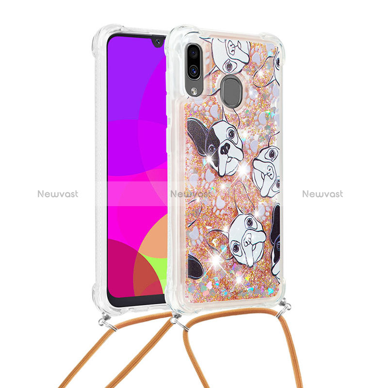 Silicone Candy Rubber TPU Bling-Bling Soft Case Cover with Lanyard Strap S02 for Samsung Galaxy A30