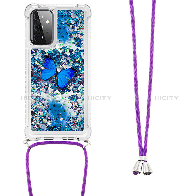 Silicone Candy Rubber TPU Bling-Bling Soft Case Cover with Lanyard Strap S02 for Samsung Galaxy A72 5G