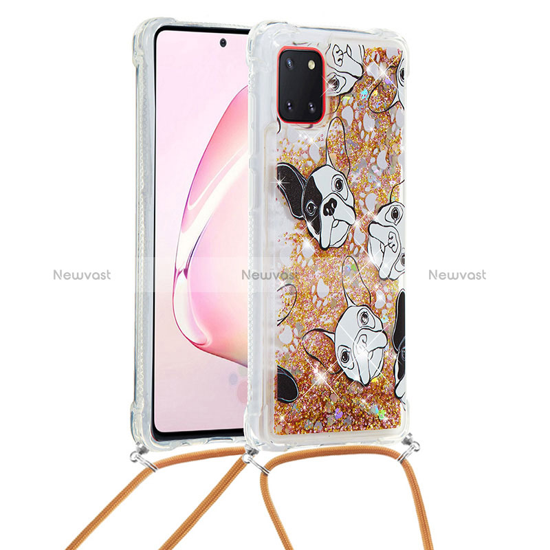 Silicone Candy Rubber TPU Bling-Bling Soft Case Cover with Lanyard Strap S02 for Samsung Galaxy A81