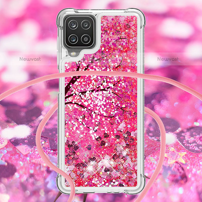 Silicone Candy Rubber TPU Bling-Bling Soft Case Cover with Lanyard Strap S02 for Samsung Galaxy F12