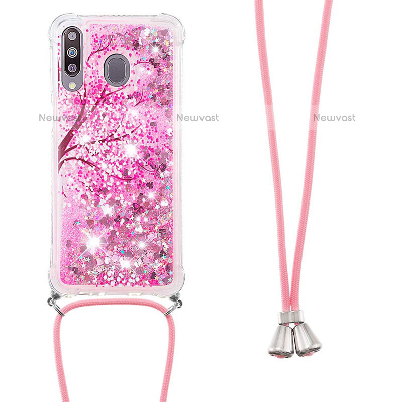 Silicone Candy Rubber TPU Bling-Bling Soft Case Cover with Lanyard Strap S02 for Samsung Galaxy M30