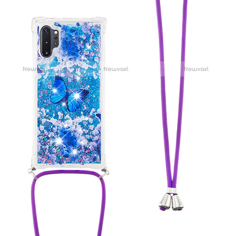 Silicone Candy Rubber TPU Bling-Bling Soft Case Cover with Lanyard Strap S02 for Samsung Galaxy Note 10 Plus 5G
