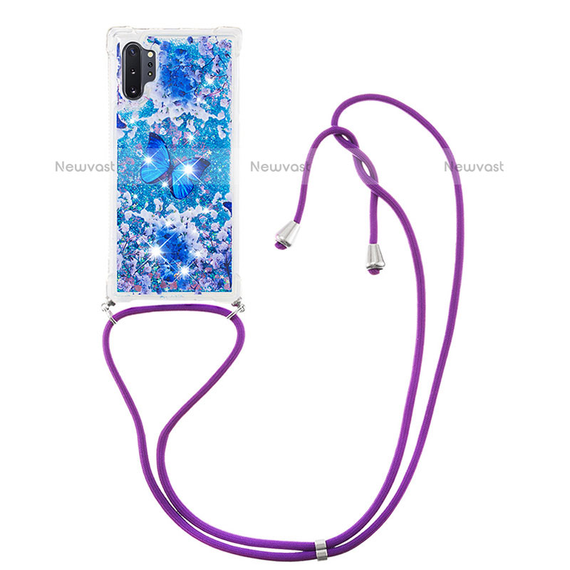 Silicone Candy Rubber TPU Bling-Bling Soft Case Cover with Lanyard Strap S02 for Samsung Galaxy Note 10 Plus 5G