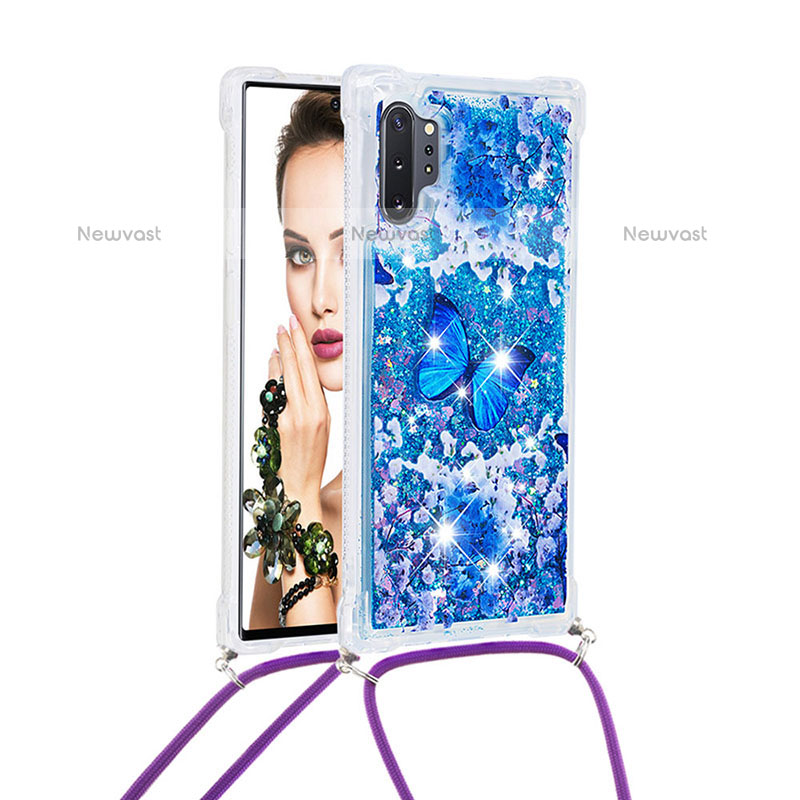 Silicone Candy Rubber TPU Bling-Bling Soft Case Cover with Lanyard Strap S02 for Samsung Galaxy Note 10 Plus 5G