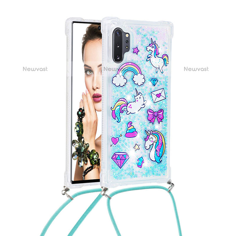 Silicone Candy Rubber TPU Bling-Bling Soft Case Cover with Lanyard Strap S02 for Samsung Galaxy Note 10 Plus 5G