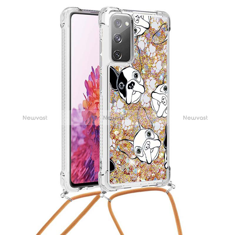 Silicone Candy Rubber TPU Bling-Bling Soft Case Cover with Lanyard Strap S02 for Samsung Galaxy S20 FE (2022) 5G