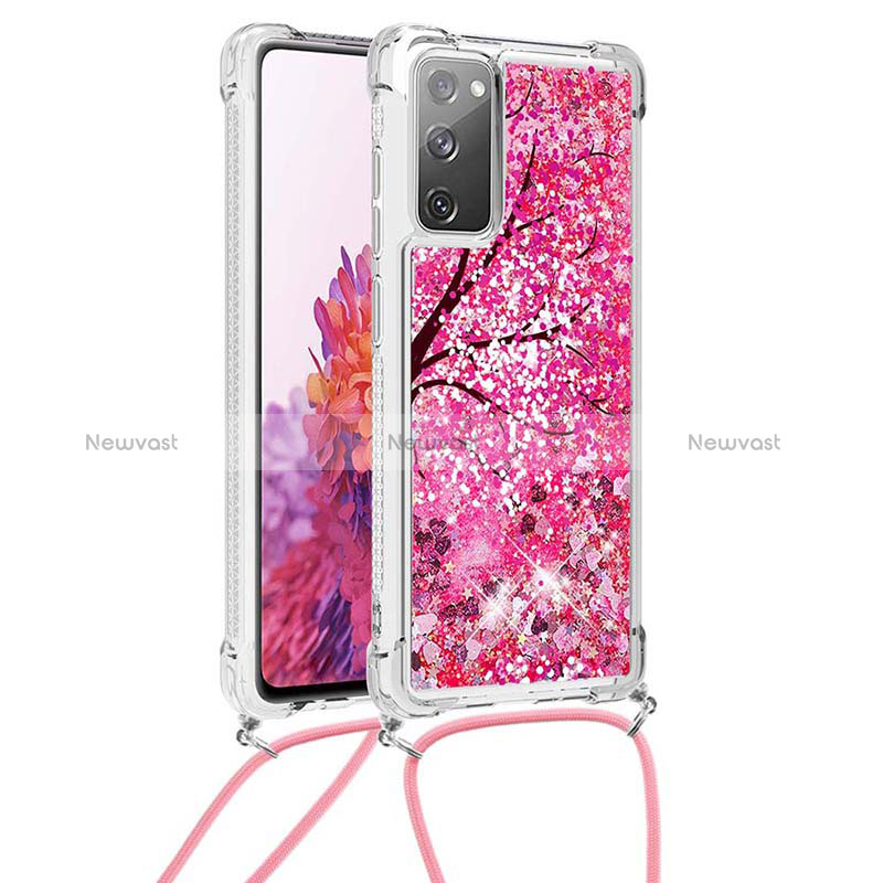 Silicone Candy Rubber TPU Bling-Bling Soft Case Cover with Lanyard Strap S02 for Samsung Galaxy S20 Lite 5G