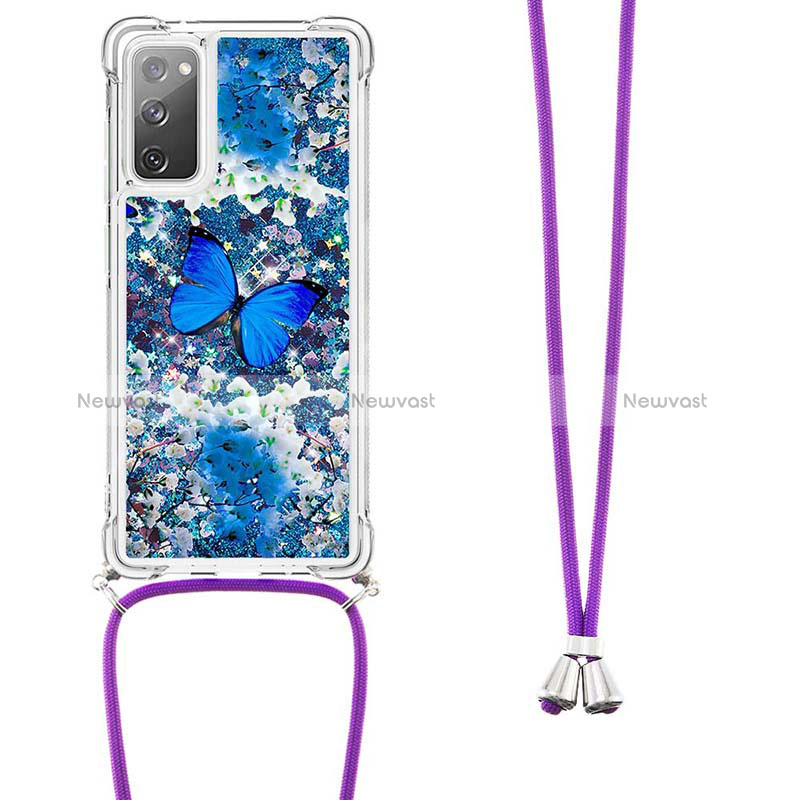 Silicone Candy Rubber TPU Bling-Bling Soft Case Cover with Lanyard Strap S02 for Samsung Galaxy S20 Lite 5G