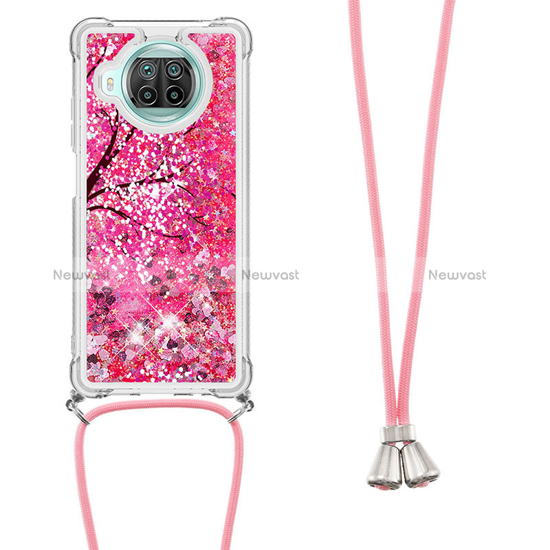 Silicone Candy Rubber TPU Bling-Bling Soft Case Cover with Lanyard Strap S02 for Xiaomi Mi 10i 5G