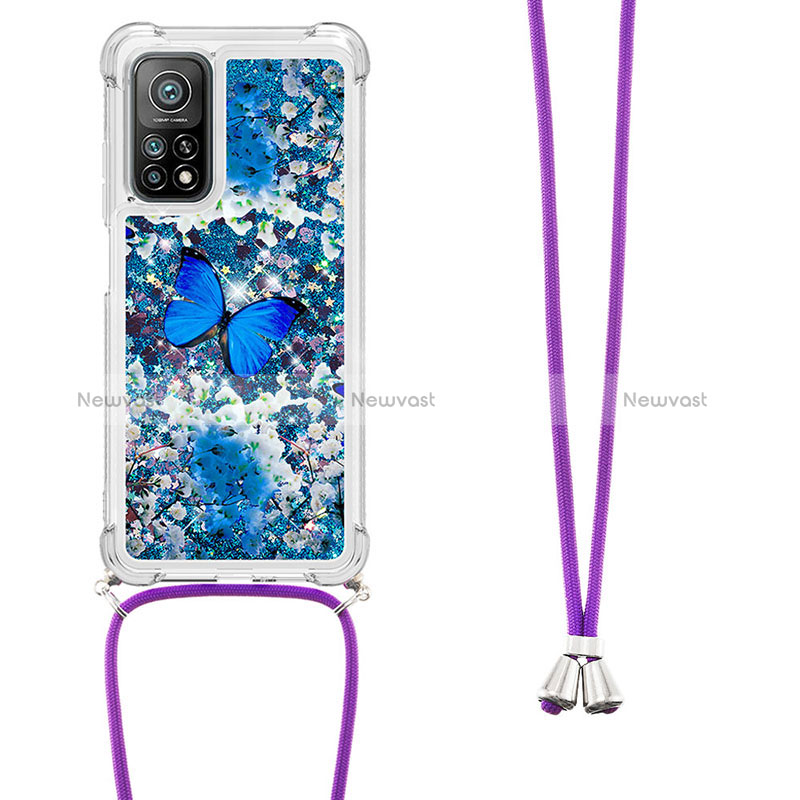 Silicone Candy Rubber TPU Bling-Bling Soft Case Cover with Lanyard Strap S02 for Xiaomi Mi 10T 5G