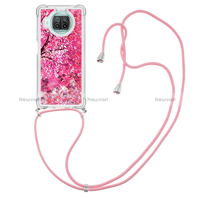 Silicone Candy Rubber TPU Bling-Bling Soft Case Cover with Lanyard Strap S02 for Xiaomi Mi 10T Lite 5G