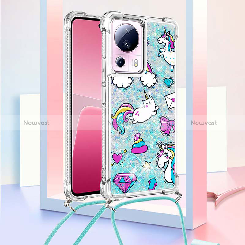 Silicone Candy Rubber TPU Bling-Bling Soft Case Cover with Lanyard Strap S02 for Xiaomi Mi 13 Lite 5G
