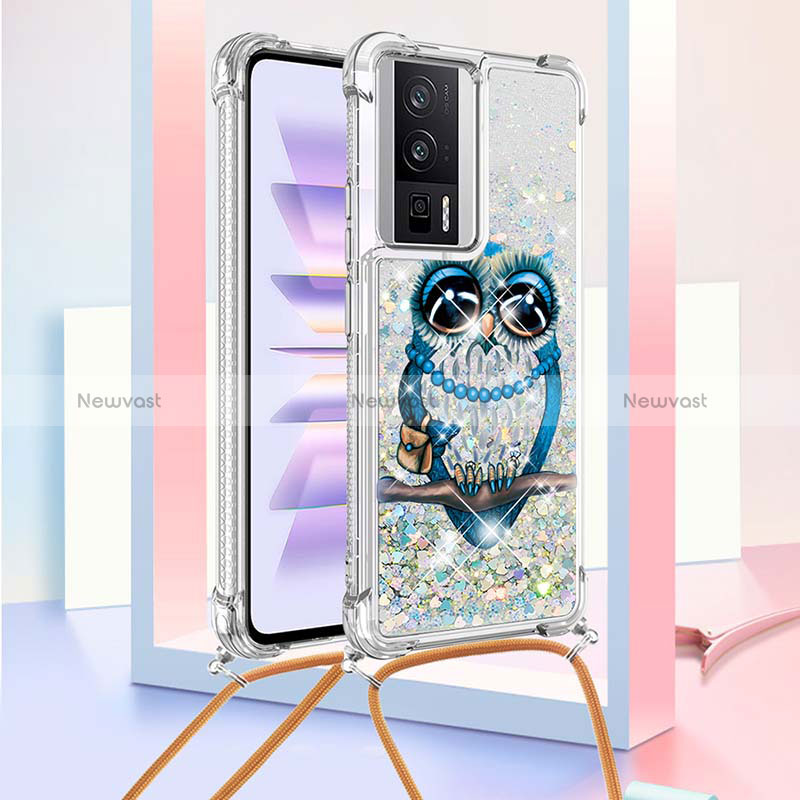 Silicone Candy Rubber TPU Bling-Bling Soft Case Cover with Lanyard Strap S02 for Xiaomi Poco F5 Pro 5G