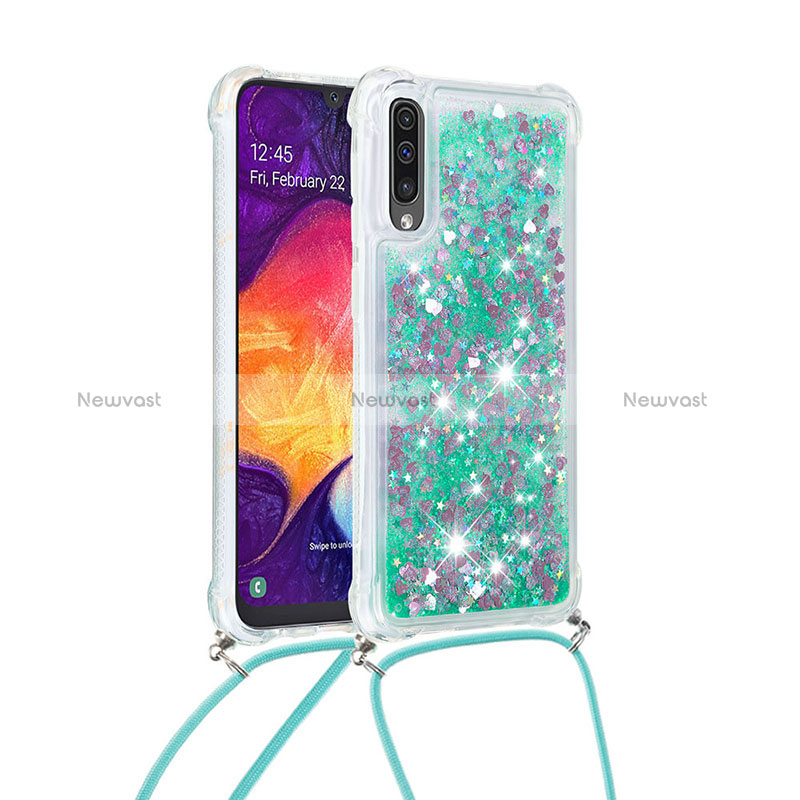 Silicone Candy Rubber TPU Bling-Bling Soft Case Cover with Lanyard Strap S03 for Samsung Galaxy A50S