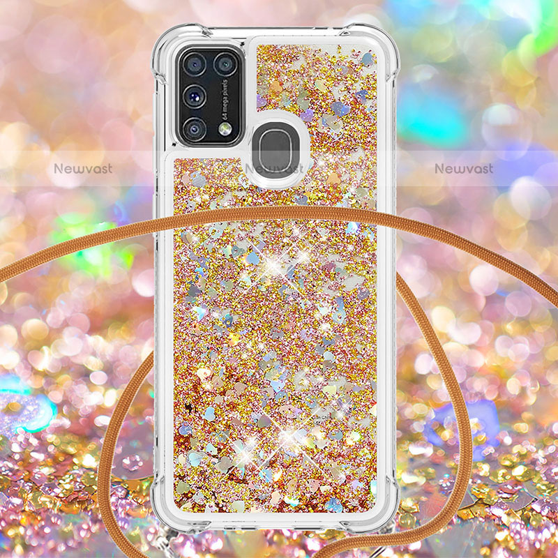 Silicone Candy Rubber TPU Bling-Bling Soft Case Cover with Lanyard Strap S03 for Samsung Galaxy M31