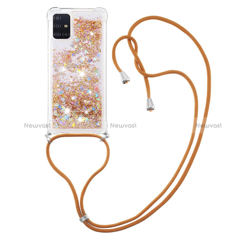 Silicone Candy Rubber TPU Bling-Bling Soft Case Cover with Lanyard Strap S03 for Samsung Galaxy M40S