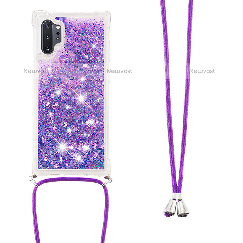 Silicone Candy Rubber TPU Bling-Bling Soft Case Cover with Lanyard Strap S03 for Samsung Galaxy Note 10 Plus 5G