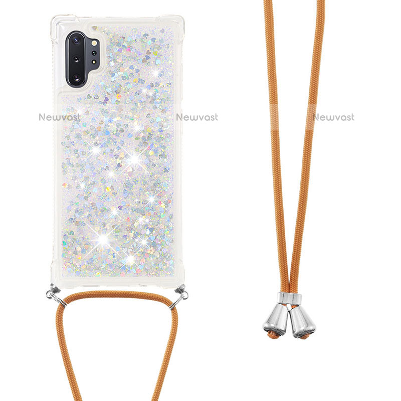 Silicone Candy Rubber TPU Bling-Bling Soft Case Cover with Lanyard Strap S03 for Samsung Galaxy Note 10 Plus 5G