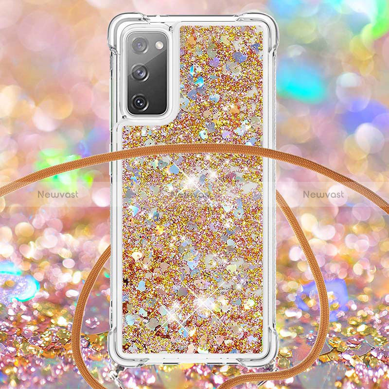 Silicone Candy Rubber TPU Bling-Bling Soft Case Cover with Lanyard Strap S03 for Samsung Galaxy S20 FE 5G