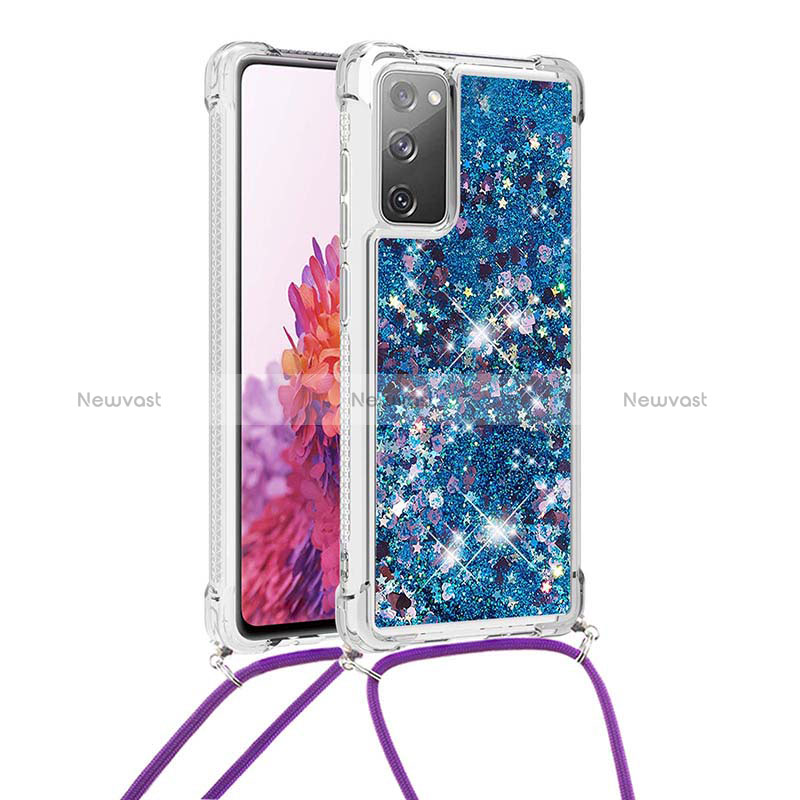 Silicone Candy Rubber TPU Bling-Bling Soft Case Cover with Lanyard Strap S03 for Samsung Galaxy S20 FE 5G