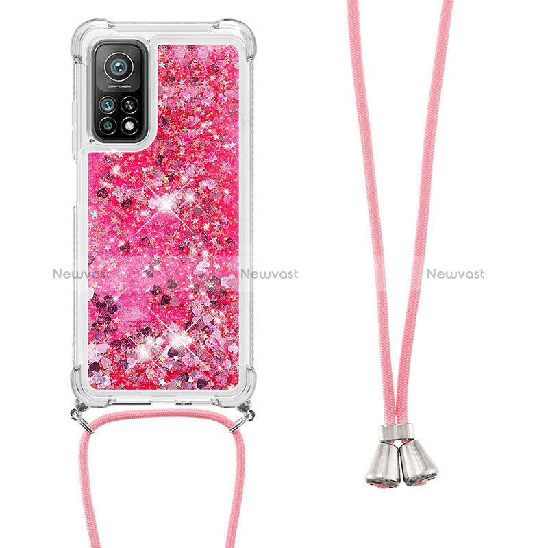 Silicone Candy Rubber TPU Bling-Bling Soft Case Cover with Lanyard Strap S03 for Xiaomi Mi 10T 5G