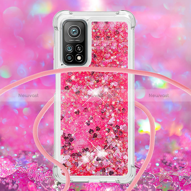 Silicone Candy Rubber TPU Bling-Bling Soft Case Cover with Lanyard Strap S03 for Xiaomi Mi 10T Pro 5G