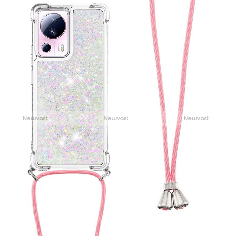 Silicone Candy Rubber TPU Bling-Bling Soft Case Cover with Lanyard Strap S03 for Xiaomi Mi 12 Lite NE 5G