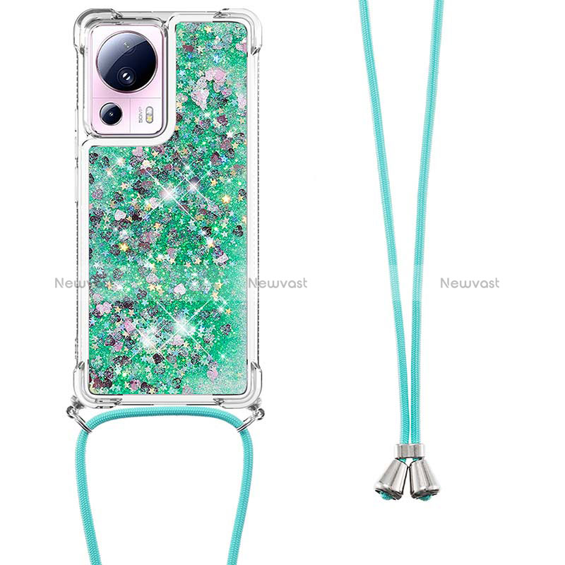 Silicone Candy Rubber TPU Bling-Bling Soft Case Cover with Lanyard Strap S03 for Xiaomi Mi 13 Lite 5G