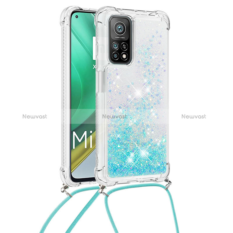 Silicone Candy Rubber TPU Bling-Bling Soft Case Cover with Lanyard Strap S03 for Xiaomi Redmi K30S 5G